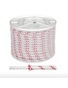 CUERDA PP MULT.TRENZADO. 10mm.BLANCO/ROJO