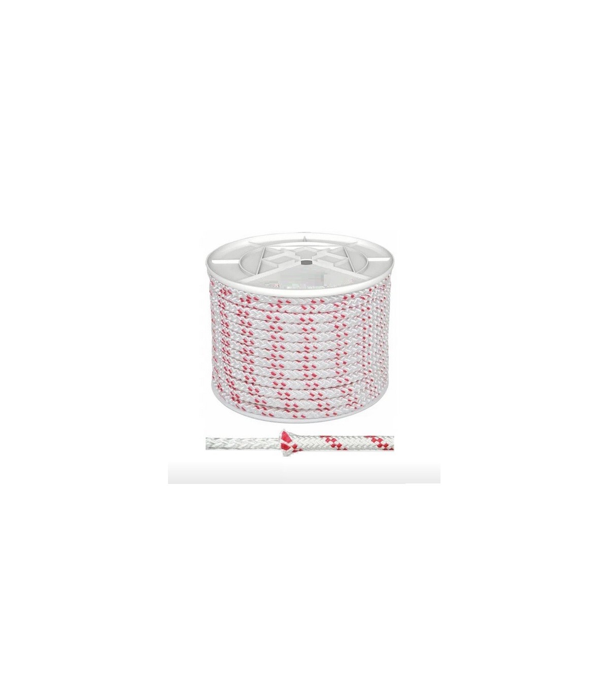 CUERDA PP MULT.TRENZADO. 10mm.BLANCO/ROJO