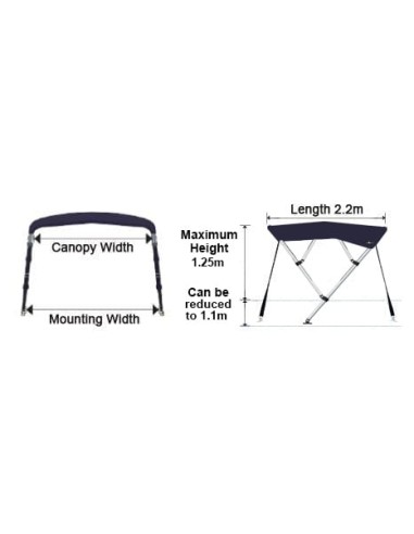 BIMINITOP ACERO INOX 4 ARC. (MA 263-2G)1.7 a...