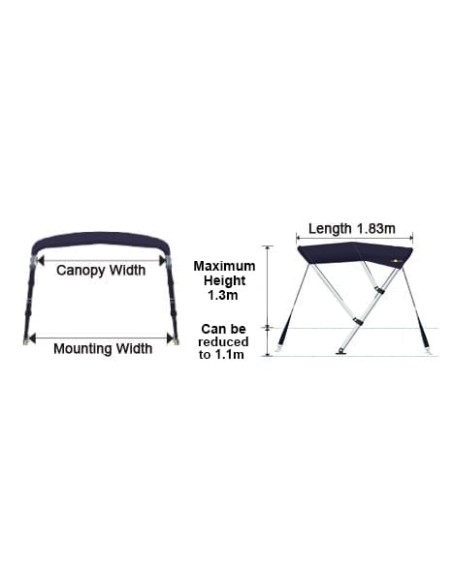 BIMINITOP ACERO INOX 3 ARC. (MA 262-3G)1.9 a 2.1mt.