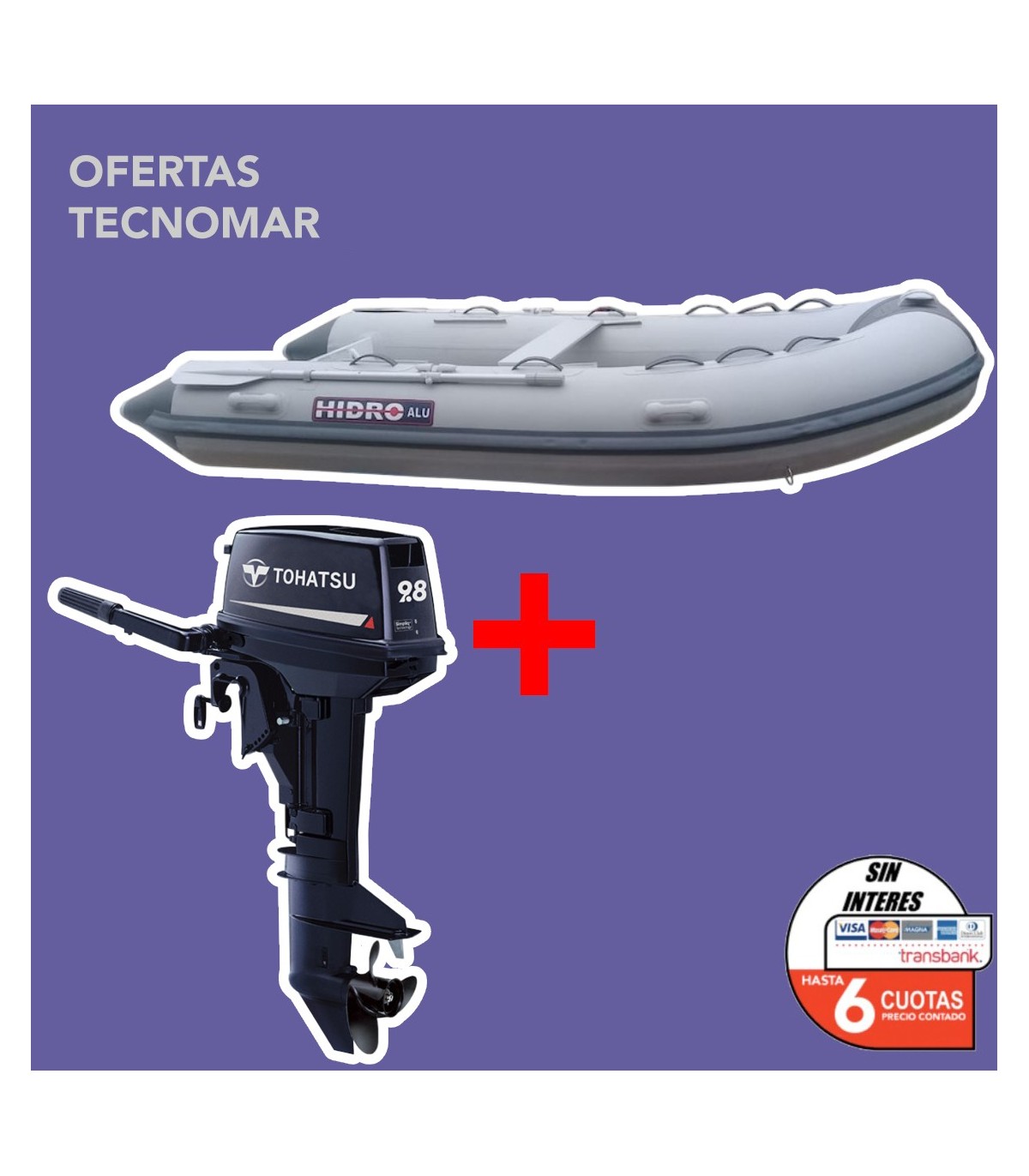 KIT HIDRO ALU 300 + MOTOR TOHATSU 9.8HP 2 TIEMPOS