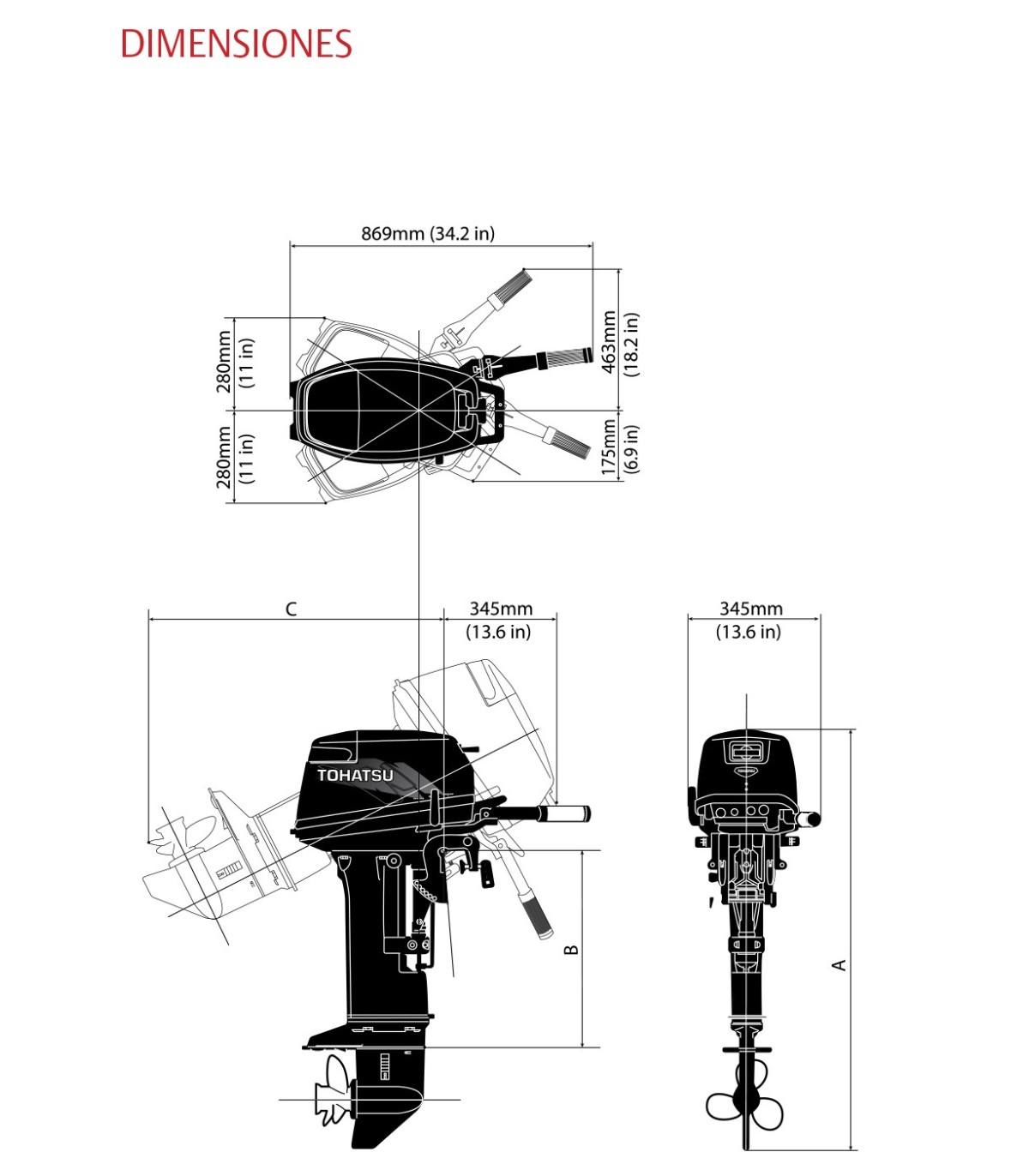 MOTOR TOHATSU 18 HP E2 L