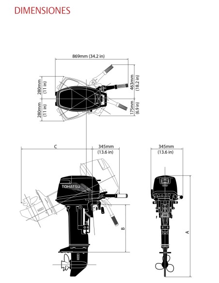 MOTOR TOHATSU 18 HP E2 EFL